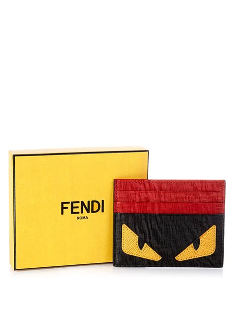 fendi black bag bug card holder|fendi leather card holder.